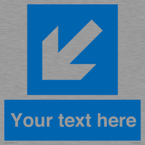 Custom Mandatory directional sign, blue arrow down and left